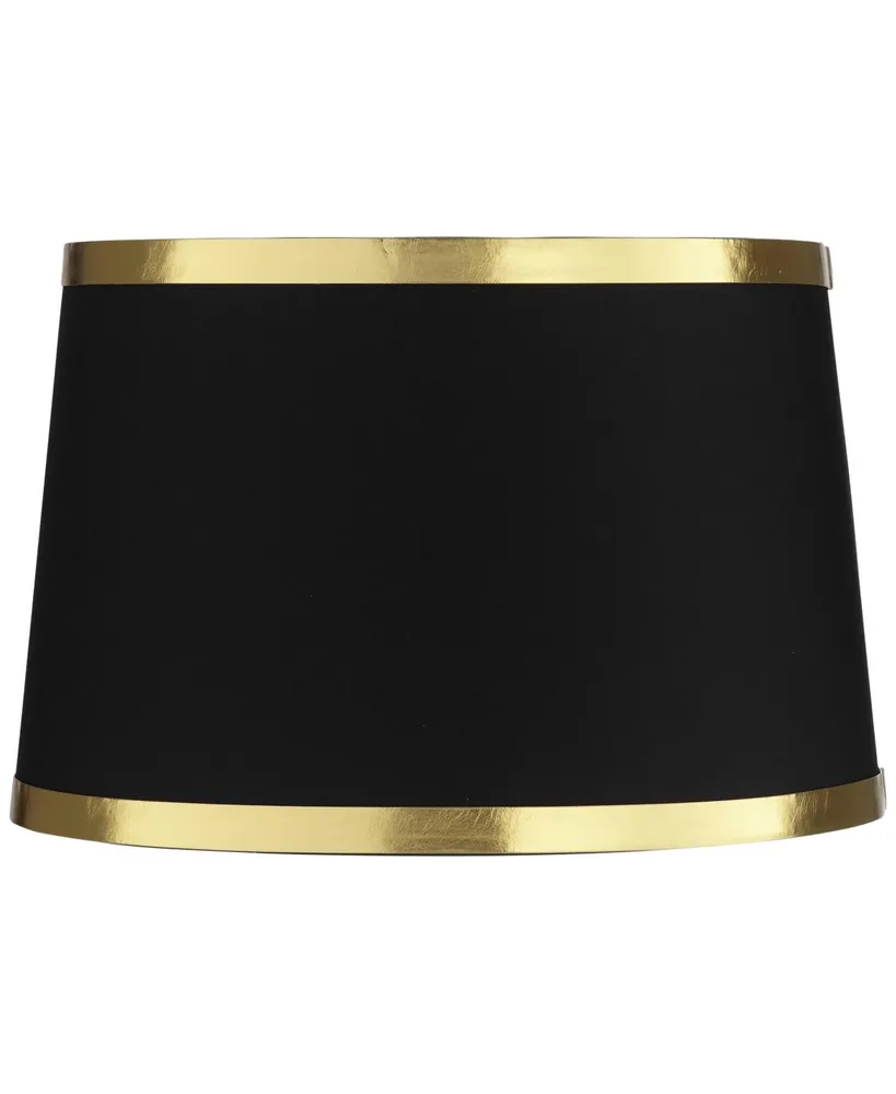 Black and Gold Metallic Medium Drum Lamp Shade 13" Top x 15" Bottom x 10" High (Spider) Replacement with Harp and Finial - Springcrest