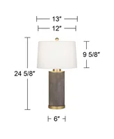 Gilson 24 3/4" High Modern Glam Luxe Table Lamps Set of 2 Gold Textured Gray Finish Ceramic Fabric White Shade Living Room Bedroom Bedside Nightstand