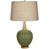 Sevilla 29" Tall Mid Century Modern End Table Lamp Green Ceramic Single Living Room Bedroom Bedside Nightstand House Office Home Reading Kitchen Entry