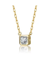 Modern Square Asscher-Cut Stud Necklace