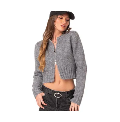 Women's Jillian double zip cardigan - Dark-gray