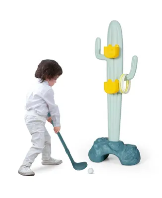 3-in-1 Cactus Toy Stand Sports Activity Center with Golf and Ring-Toss