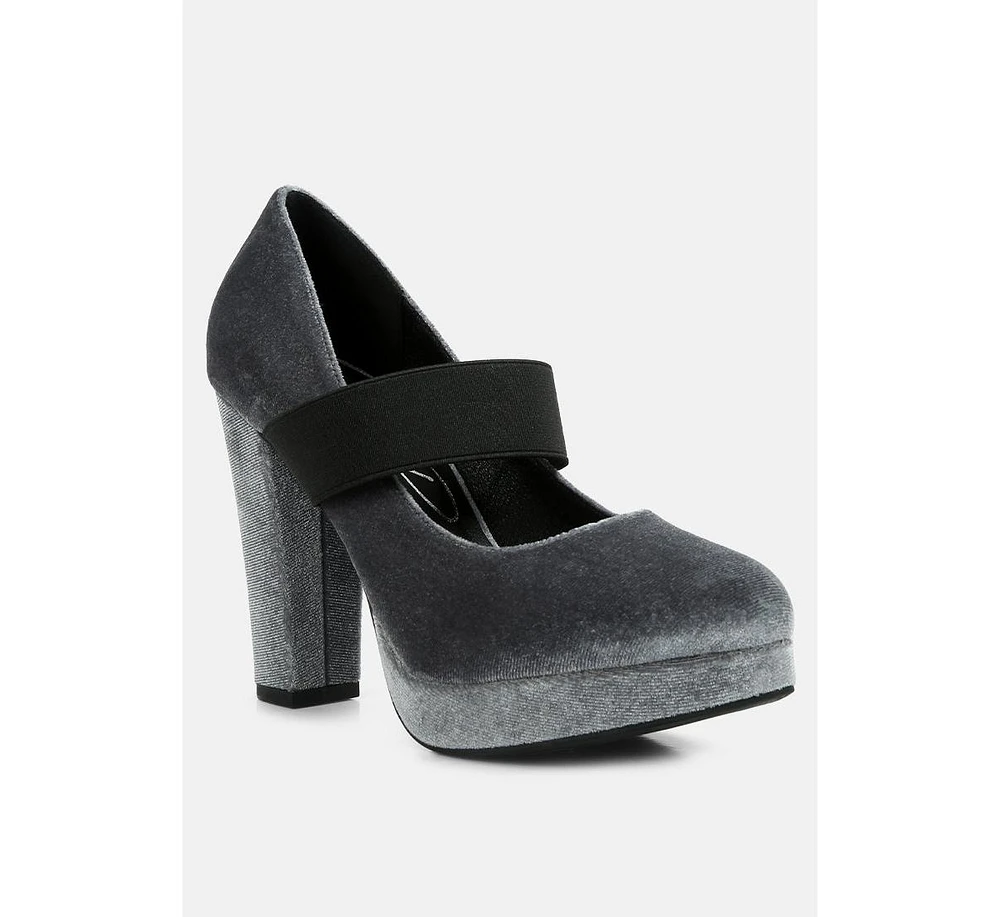 Krause high block heel velvet pumps