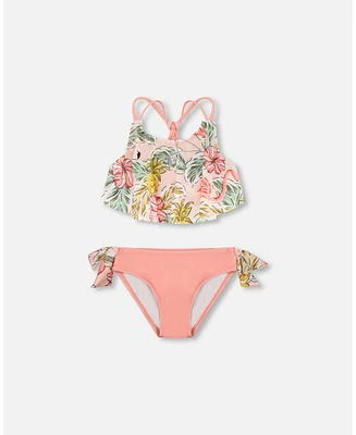 Girl Two Piece Swimsuit Printed Flamingo - Child