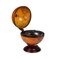 Tabletop Globe Bar Wine Stand Eucalyptus Wood