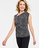 I.n.c. International Concepts Women's Draped Asymmetrical-Neck Sleeveless Top, Created for Macy's