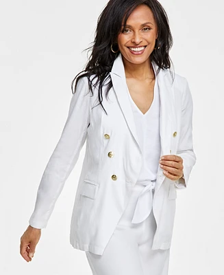 I.n.c. International Concepts Petite Linen-Blend Double-Breasted Blazer, Created for Macy's