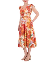 Vince Camuto Women's Floral-Print Tiered Midi Dress