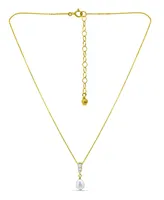 Macy's White Cultured Pearl and Cubic Zirconia Pendant Necklace