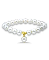 Macy's White Shell Pearl Charm Drop with Stretch Bracelet