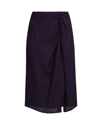 Lands' End Women's Twist Front Knee Length Swim Cover-up Skirt