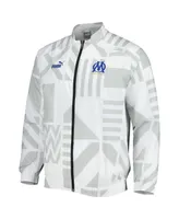 Men's Puma White Olympique Marseille Pre-Match Raglan Full-Zip Training Jacket