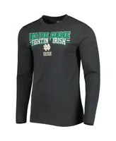 Men's Concepts Sport Heathered Green, Charcoal Distressed Notre Dame Fighting Irish Meter Long Sleeve T-shirt Pants Sleep Set