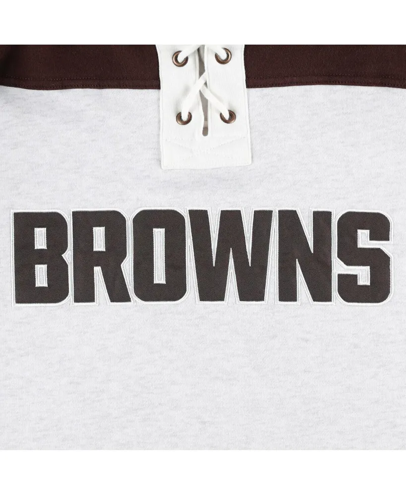 Men's '47 Brand Cleveland Browns Heather Gray Gridiron Lace-Up Pullover Hoodie