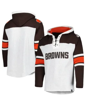 Men's '47 Brand Cleveland Browns Heather Gray Gridiron Lace-Up Pullover Hoodie
