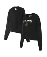 Women's Pro Standard Black Atlanta Hawks Glam Cropped Pullover Sweatshirt