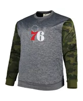 Men's Fanatics Heather Charcoal Philadelphia 76ers Big and Tall Camo Stitched Sweatshirt