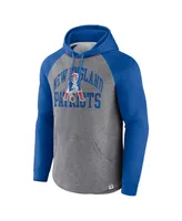 Men's Fanatics Heather Gray Distressed New England Patriots Favorite Arch Raglan Pullover Hoodie