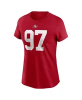 Women's Nike Nick Bosa Scarlet San Francisco 49ers Player Name and Number T-shirt