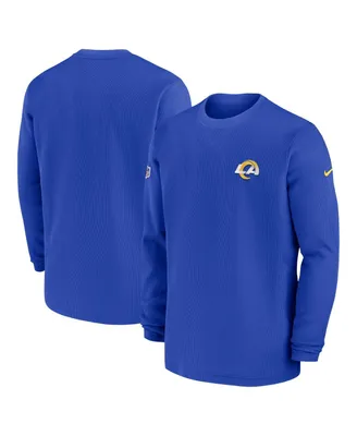 Men's Nike Royal Los Angeles Rams 2023 Sideline Throwback Heavy Brushed Waffle Long Sleeve T-shirt