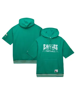 Men's Mitchell & Ness Kelly Green Philadelphia Eagles Pre-Game Short Sleeve Pullover Hoodie