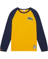 Men's Mitchell & Ness Maize Michigan Wolverines Legendary Slub Raglan Long Sleeve T-shirt