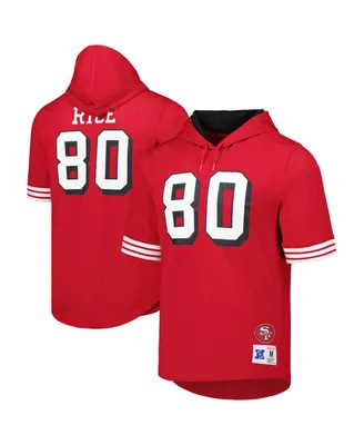 Men's Mitchell & Ness Jerry Rice Scarlet San Francisco 49ers Retired Player Name and Number Mesh Hoodie T-shirt