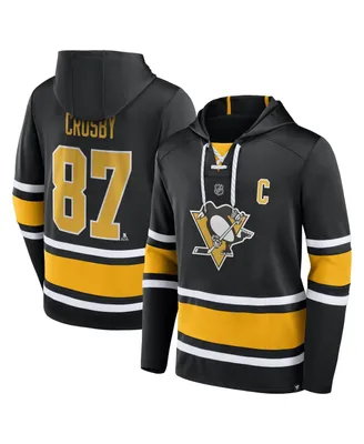 Men's Fanatics Sidney Crosby Black Pittsburgh Penguins Name and Number Lace-Up Pullover Hoodie