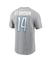 Men's Nike Amon-Ra St. Brown Gray Detroit Lions Player Name and Number T-shirt