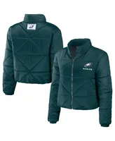 Women's Wear by Erin Andrews Midnight Green Philadelphia Eagles Cropped Puffer Full-Zip Jacket