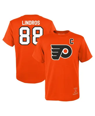 Big Boys Mitchell & Ness Eric Lindros Orange Philadelphia Flyers Name and Number T-shirt