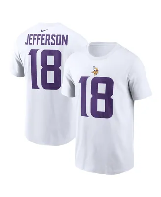 Men's Nike Justin Jefferson White Minnesota Vikings Player Name and Number T-shirt