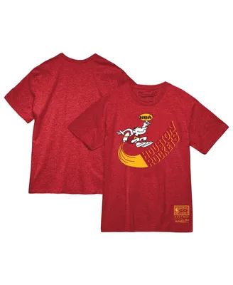 Men's and Women's Mitchell & Ness Red Houston Rockets Hardwood Classics Mvp Throwback Logo T-shirt