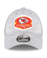 Men's New Era Heather Gray Kansas City Chiefs 2023 Afc West Division Champions Locker Room Trophy Collection Trucker 9FORTY Adjustable Hat