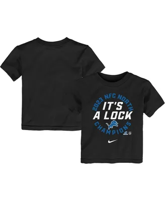 Toddler Boys and Girls Nike Black Detroit Lions 2023 Nfc North Division Champions Locker Room Trophy Collection T-shirt