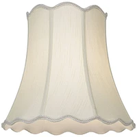 Creme Medium Scallop Bell Lamp Shade 10" Top x 16" Bottom x 15" Slant x 14.75 High (Spider) Replacement with Harp and Finial - Springcrest