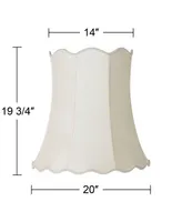 Creme Large Scallop Bell Lamp Shade 14" Top x 20" Bottom x 20" Slant x 19.75 High (Spider) Replacement with Harp and Finial - Imperial Shade