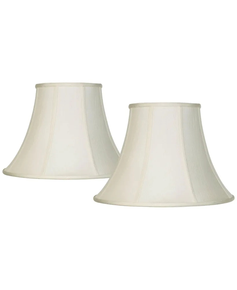 Set of 2 Flared Bell Lamp Shades Cream Large 9" Top x 18" Bottom x 13" High Spider with Replacement Harp and Finial Fitting - Imperial Shade