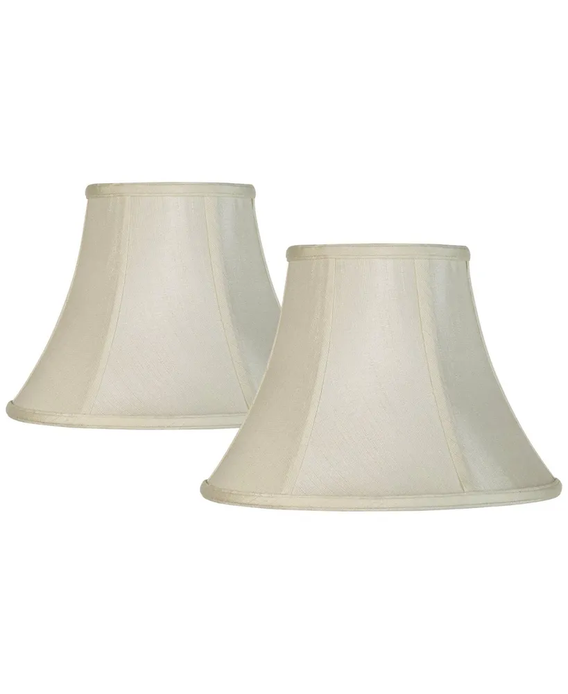 Set of 2 Creme Small Bell Lamp Shades 6" Top x 12" Bottom x 9" High (Spider) Replacement with Harp and Finial - Imperial Shade