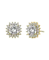 Classy 10MM Halo Square Stud Earrings