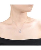 White Gold Plated with Cubic Zirconia Flower Snowflake Pendant Necklace