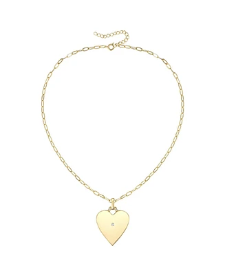 14k Gold Plated with Cubic Zirconia Heart Pendant Necklace