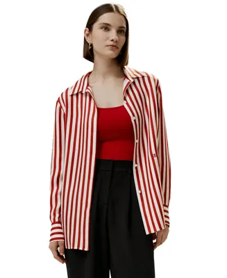 Lilysilk Women's Classic Striped Silk Shirt