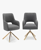 Mid-Century Modern Wide Boucle Swivel Accent Arm Chair (Set of 2)