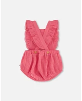 Baby Girl Muslin Ruffle Romper Cherry - Infant