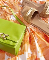 I.N.C. International Concepts I.N.C. International Concepts Womens Floral Print Cotton Midi Dress Drop Earrings Chain Link Bracelet Clutch Bag Flat Sandals Created For Macys