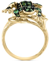 Effy Tsavorite (3/4 ct. t.w.), White Diamond (1/6 ct. t.w.) & Black Diaond (1/20 ct. t.w.) Frog Ring in 14k Gold