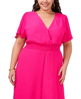 Vince Camuto Plus Size Flutter Sleeve Smocked Waist Jumpsuit