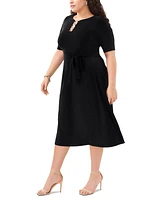 Msk Plus Size Tie-Waist Hardware A-Line Dress