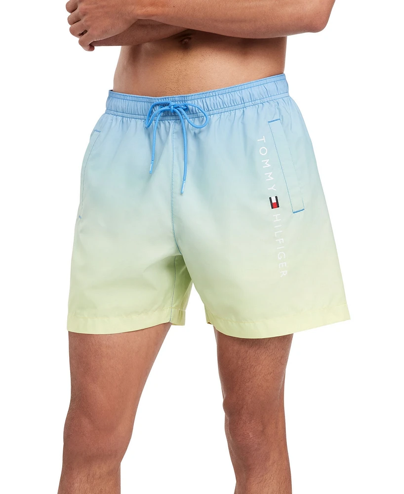 Tommy Hilfiger Men's Ombre Medium Length Drawstring 5" Swim Trunks